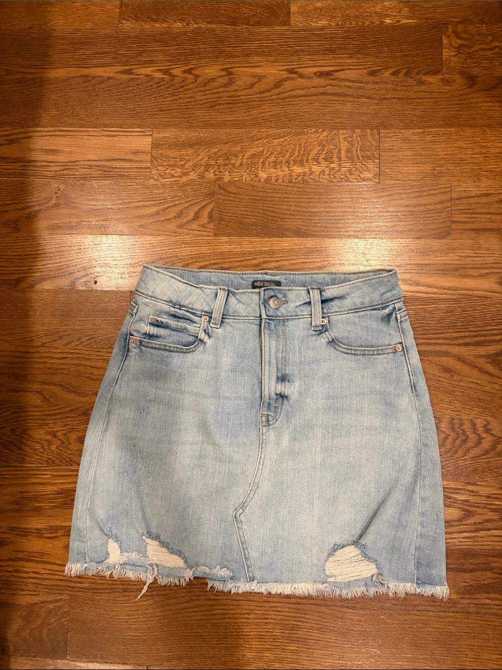 wild fable Light Blue Distressed Denim Mini Skirt